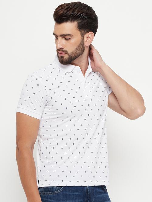 men micro print white cotton blend plus size t-shirt - 20266414 - Very Small Image - 1