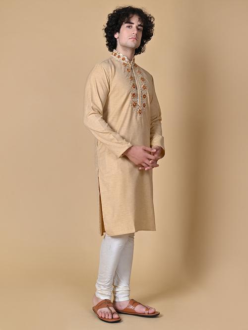 men embroidered mandarin neck long kurta - 20266816 - Very Small Image - 1