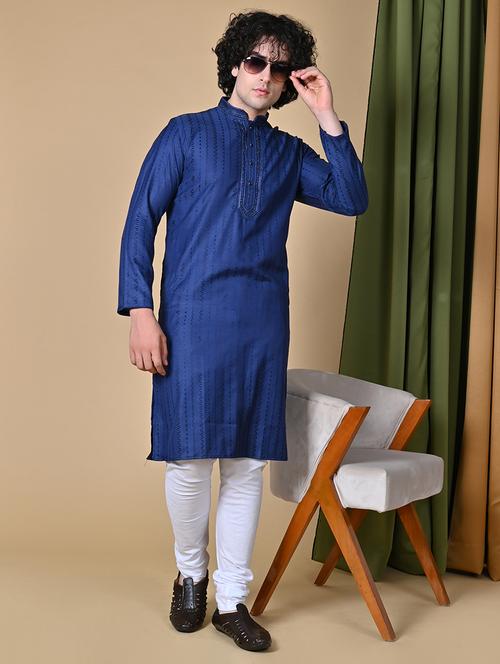 men mandarin neck embroidered kurta pyjama set - 20266877 - Very Small Image - 1