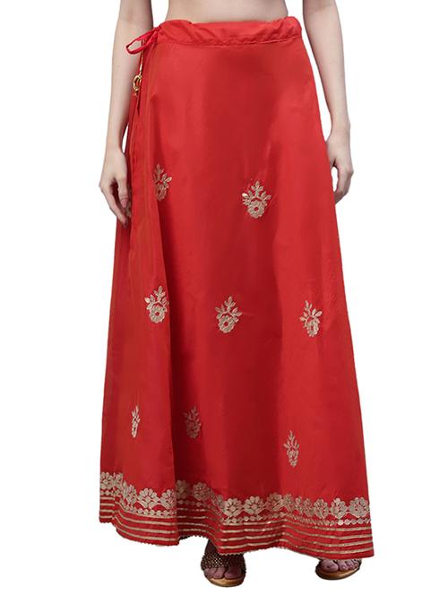 red chanderi silk flared skirt - 20266883 - Very Small Image - 1