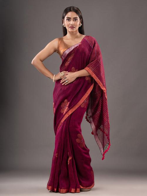 self design tant saree with blouse - 20266902 - Very Small Image - 1