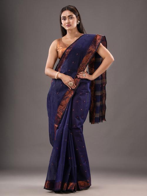 women's stripes blue colored saree - 20266946 - Very Small Image - 1