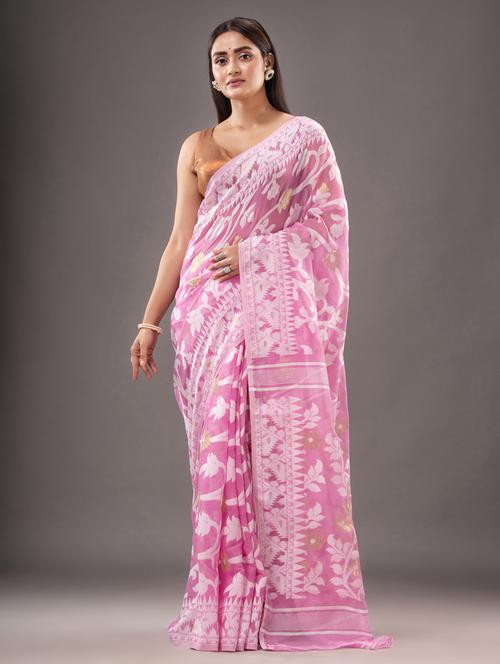 women's self design pink colored saree - 20267018 - Very Small Image - 1