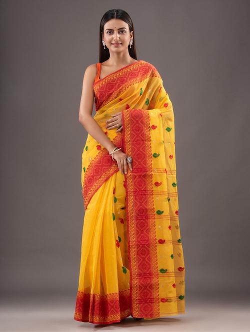yellow cotton tant saree - 20267036 - Very Small Image - 1