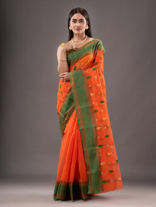 orange cotton tant saree - 20267037 - Very Small Image - 1