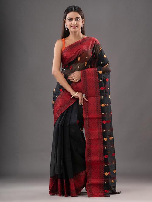 women's self design black colored saree - 20267040 - Very Small Image - 1