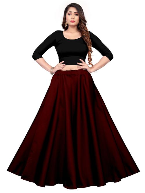 burgundy colored flared lehenga - 20267642 - Very Small Image - 1