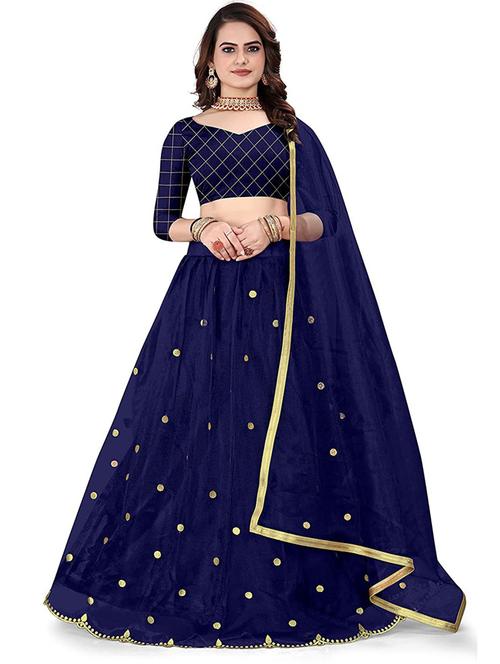 navy blue colored flared lehenga - 20268048 - Very Small Image - 1