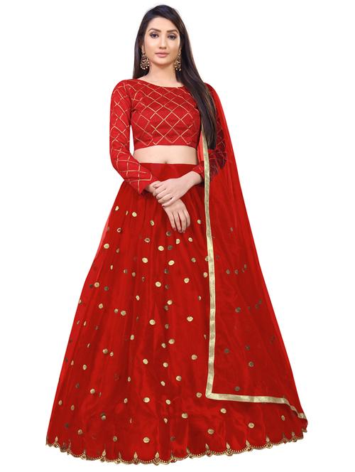 red colored flared lehenga - 20268124 - Very Small Image - 1