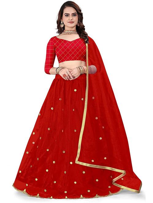 red colored flared lehenga - 20268793 - Very Small Image - 1