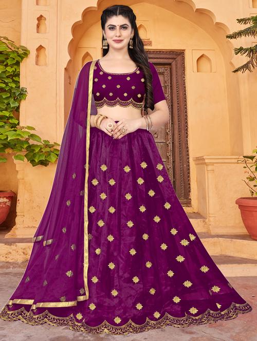 purple colored flared lehenga - 20268861 - Very Small Image - 1