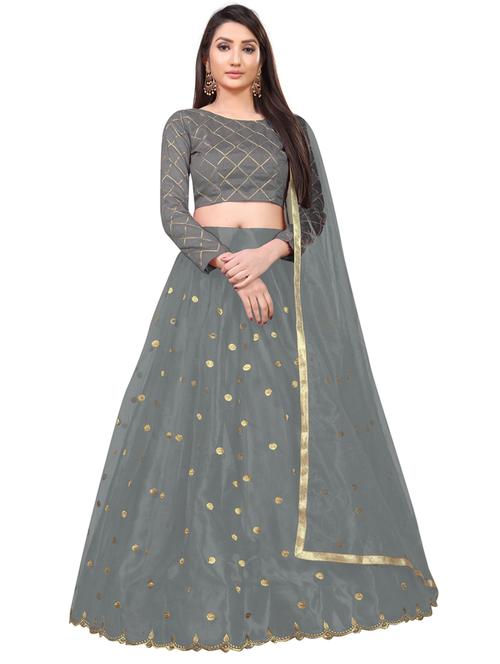grey colored flared lehenga - 20269618 - Very Small Image - 1
