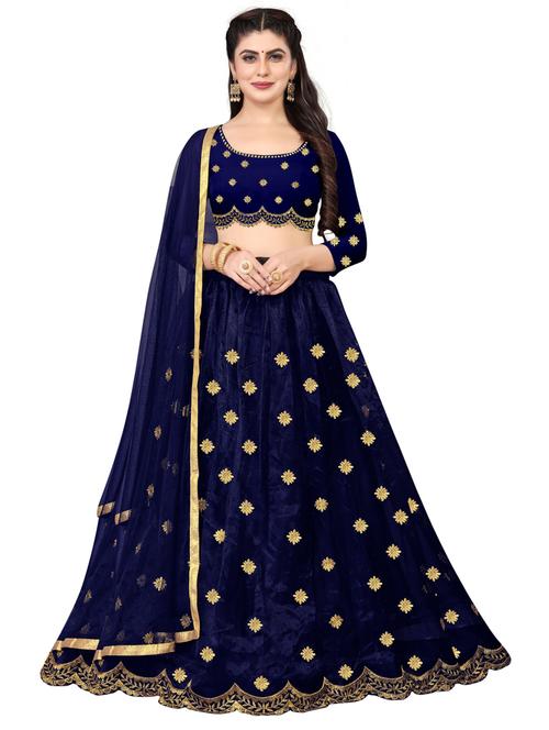 navy blue colored flared lehenga - 20269944 - Very Small Image - 1