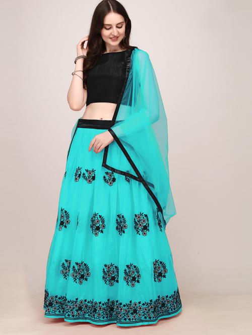 turquoise colored flared lehenga - 20269964 - Very Small Image - 1