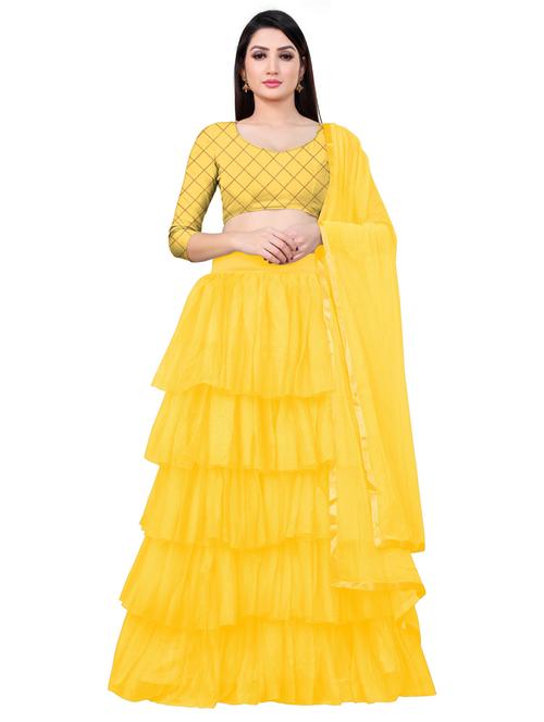 yellow colored flared lehenga - 20269967 - Very Small Image - 1