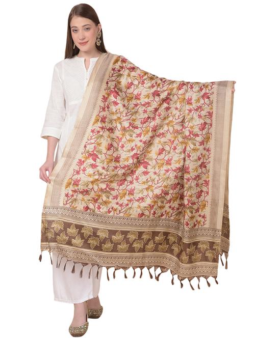 art silk floral dupatta - 20272155 - Very Small Image - 1