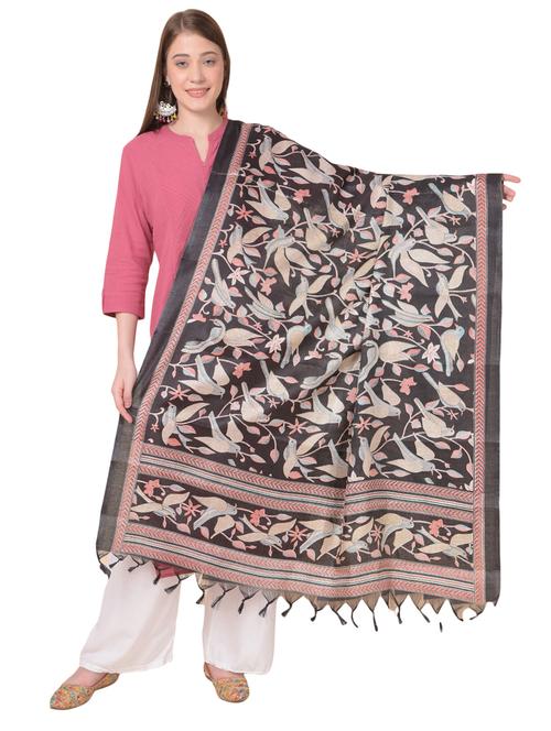 black kantha printed dupatta - 20272167 - Very Small Image - 1