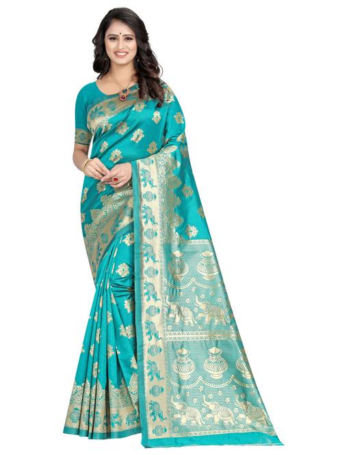 zari work kanjivaram silk saree with blouse - 20273392 - Very Small Image - 1