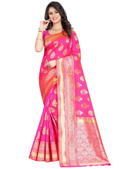 women's self design pink colored saree with blouse - 20273450 - Very Small Image - 1