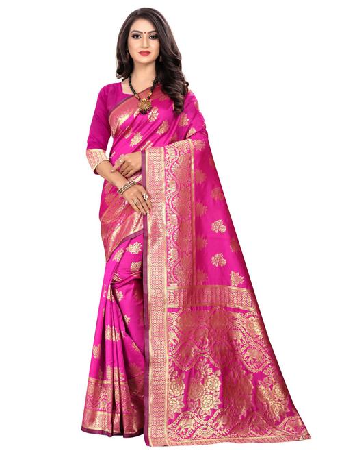 women's self design pink colored saree with blouse - 20273469 - Very Small Image - 1