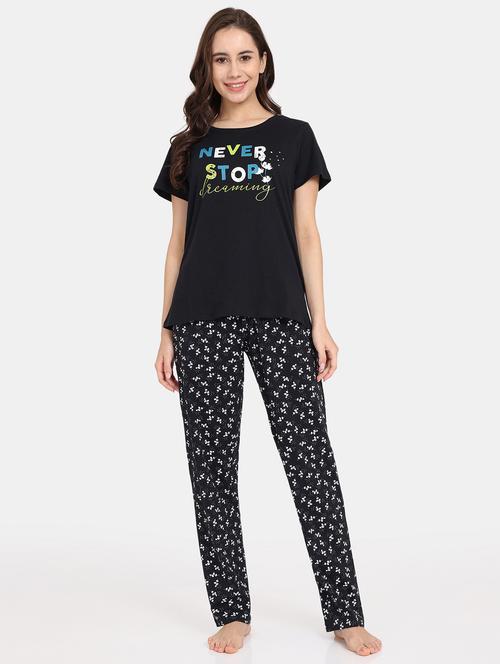 black printed pyjama nightwear set - 20273522 - Very Small Image - 1