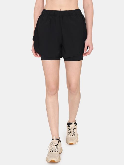 black solid mid rise shorts short - 20273544 - Very Small Image - 1