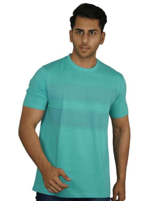 men turquiose blue cotton blend regular t-shirt - 20273670 - Very Small Image - 1