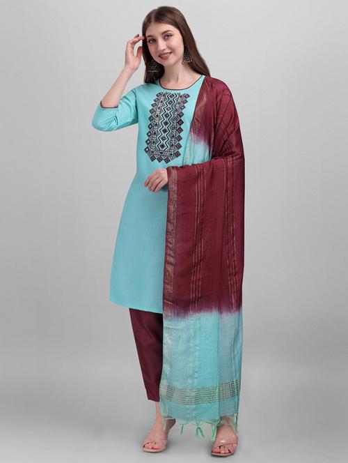 light blue colored kurta pant set - 20274533 - Very Small Image - 1