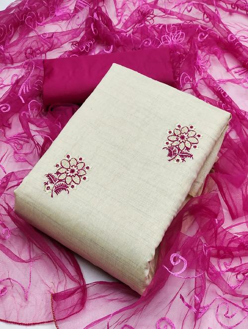 beige colored unstiched dress - 20275002 - Very Small Image - 1