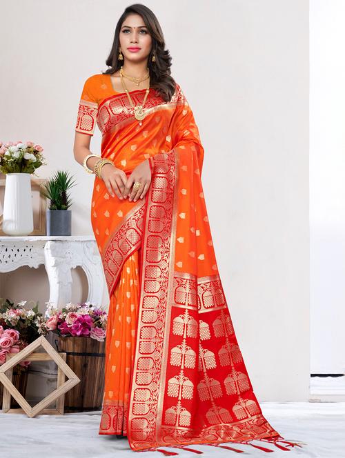women's banarasi saree with blouse - 20275311 - Very Small Image - 1
