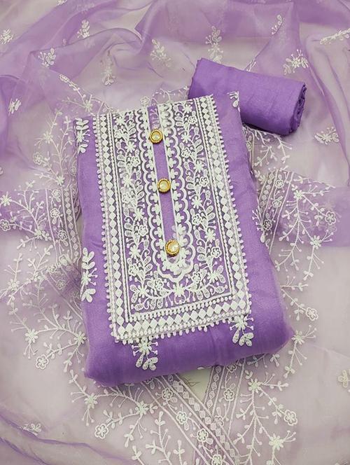 embroidered unstitched salwar suit set - 20275755 - Very Small Image - 1