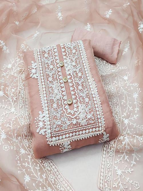 pink embroidered unstitched salwar suit set - 20275761 - Very Small Image - 1