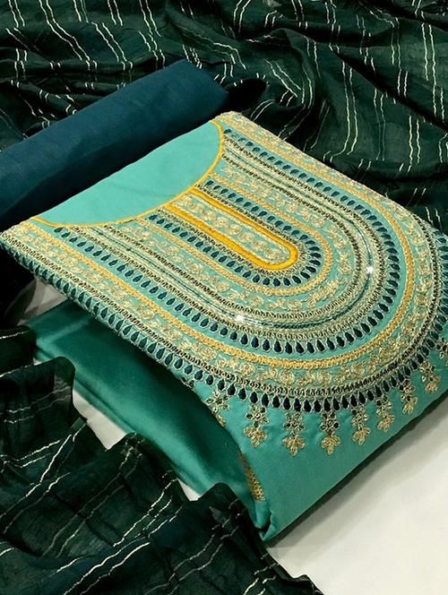 embroidered unstitched salwar suit set - 20275773 - Very Small Image - 1