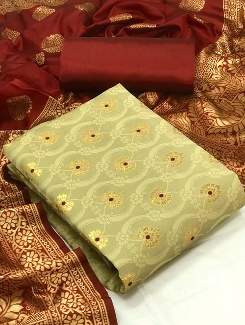 zari work unstitched salwar suit set - 20275792 - Very Small Image - 1