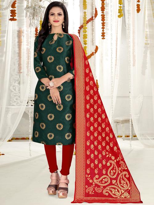 women maroon banarasi unstitched suits - 20275804 - Very Small Image - 1