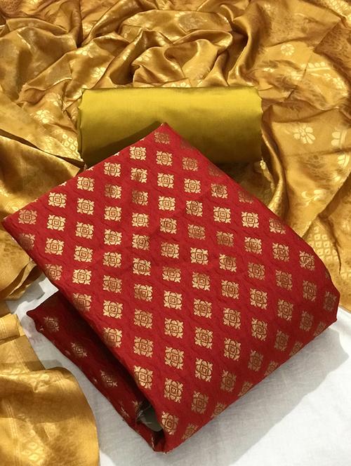 women red banarasi unstitched suits - 20275818 - Very Small Image - 1