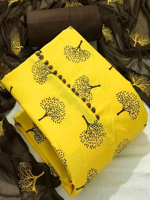 yellow colored unstiched dress - 20275825 - Very Small Image - 1