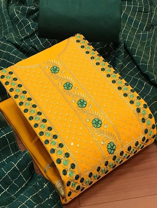 women yellow embellished unstitched suits - 20275891 - Very Small Image - 1