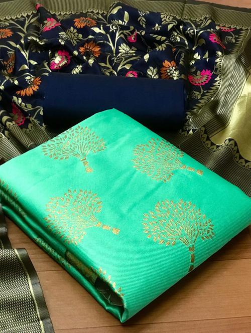 turquoise colored unstiched dress - 20275937 - Very Small Image - 1