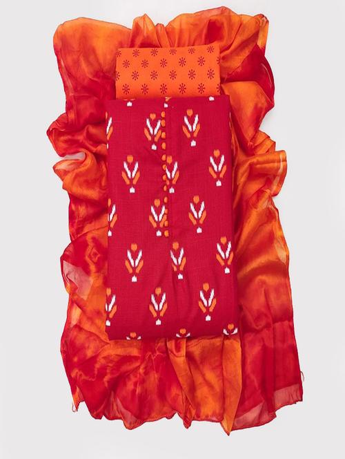red colored unstiched dress - 20275960 - Very Small Image - 1