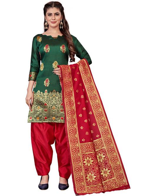 women green banarasi unstitched suits - 20275961 - Very Small Image - 1