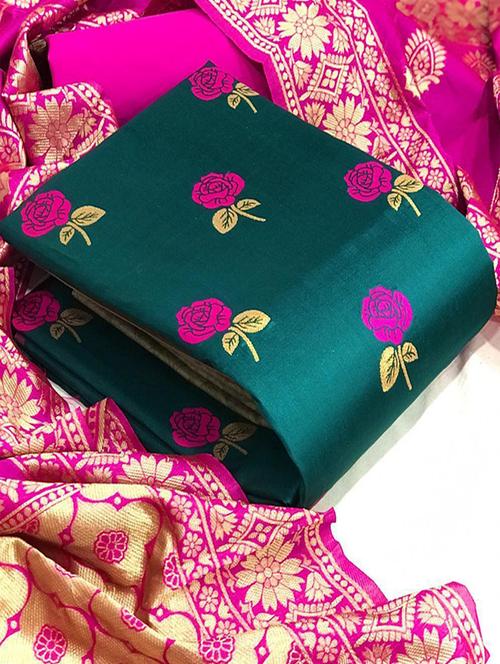 teal colored unstiched dress - 20275962 - Very Small Image - 1