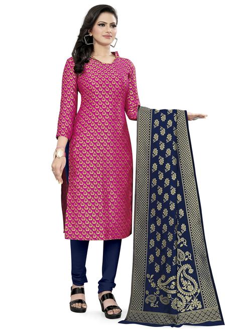 women pink banarasi unstitched suits - 20275983 - Very Small Image - 1