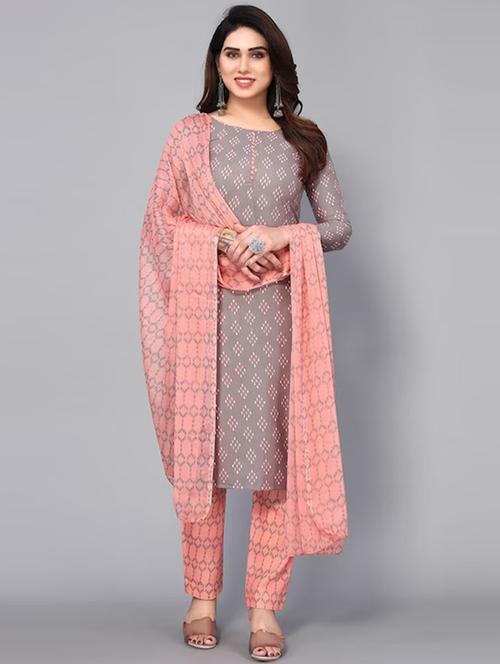 silver colored unstiched dress - 20275993 - Very Small Image - 1