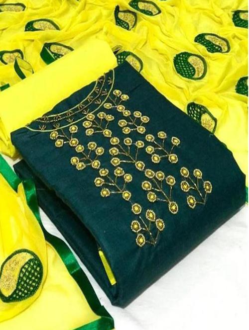 women green embellished unstitched suits - 20276009 - Very Small Image - 1