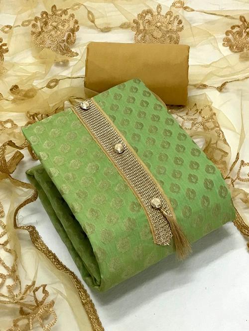green colored unstiched dress - 20276026 - Very Small Image - 1