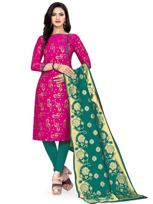 women pink banarasi unstitched suits - 20276098 - Very Small Image - 1