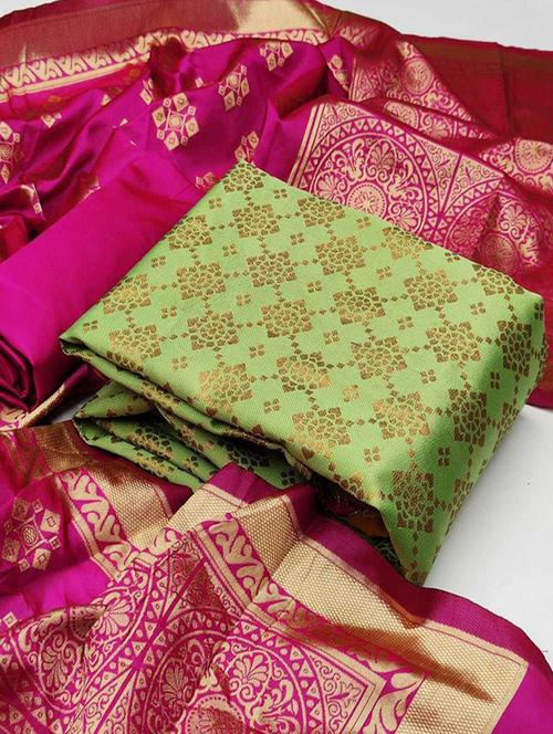 women green banarasi unstitched suits - 20276100 - Very Small Image - 1