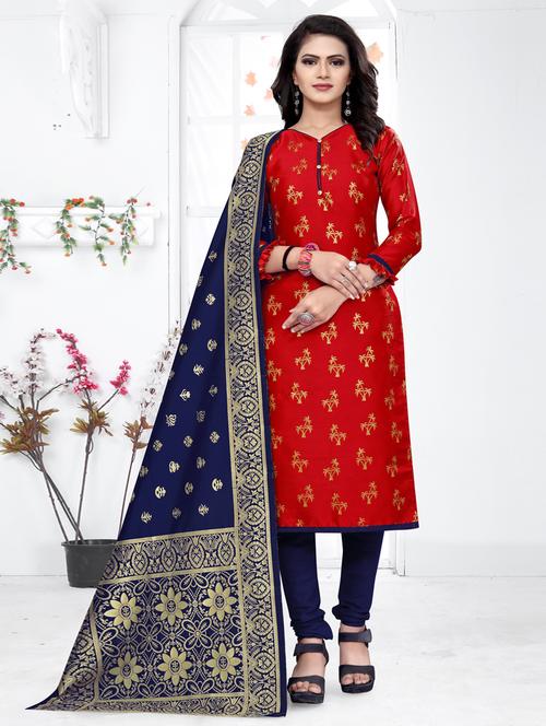 women red churidaar unstitched suits - 20276112 - Very Small Image - 1