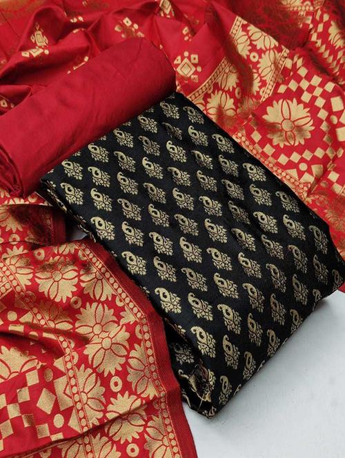 women black banarasi unstitched suits - 20276155 - Very Small Image - 1